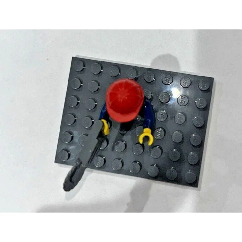 Lego Minifig Construction Worker with Red Helmet and Saw